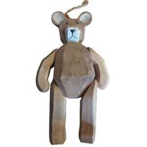 Handcrafted 9" Wooden Jointed Teddy Bear - Vintage